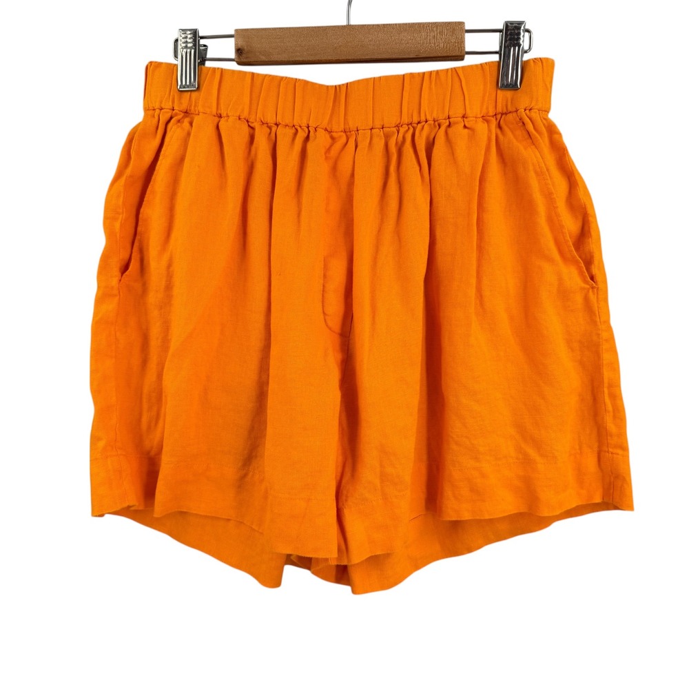 Everlane Linen Boxer Shorts Womens‎ Small Orange Elastic Waist Casual Summer